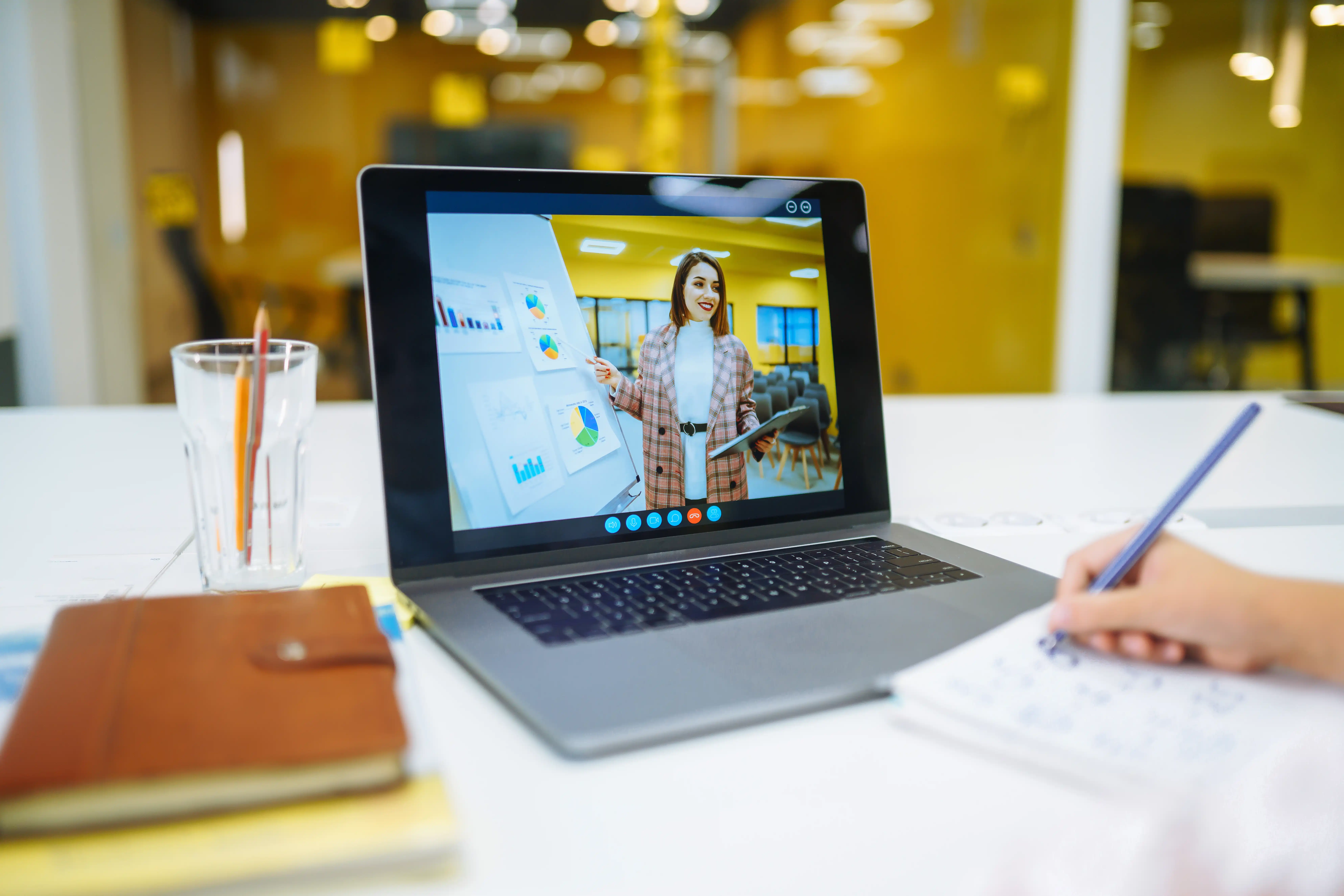 woman leads online meeting in bright workplace 2026 03 20 00 55 01 utc